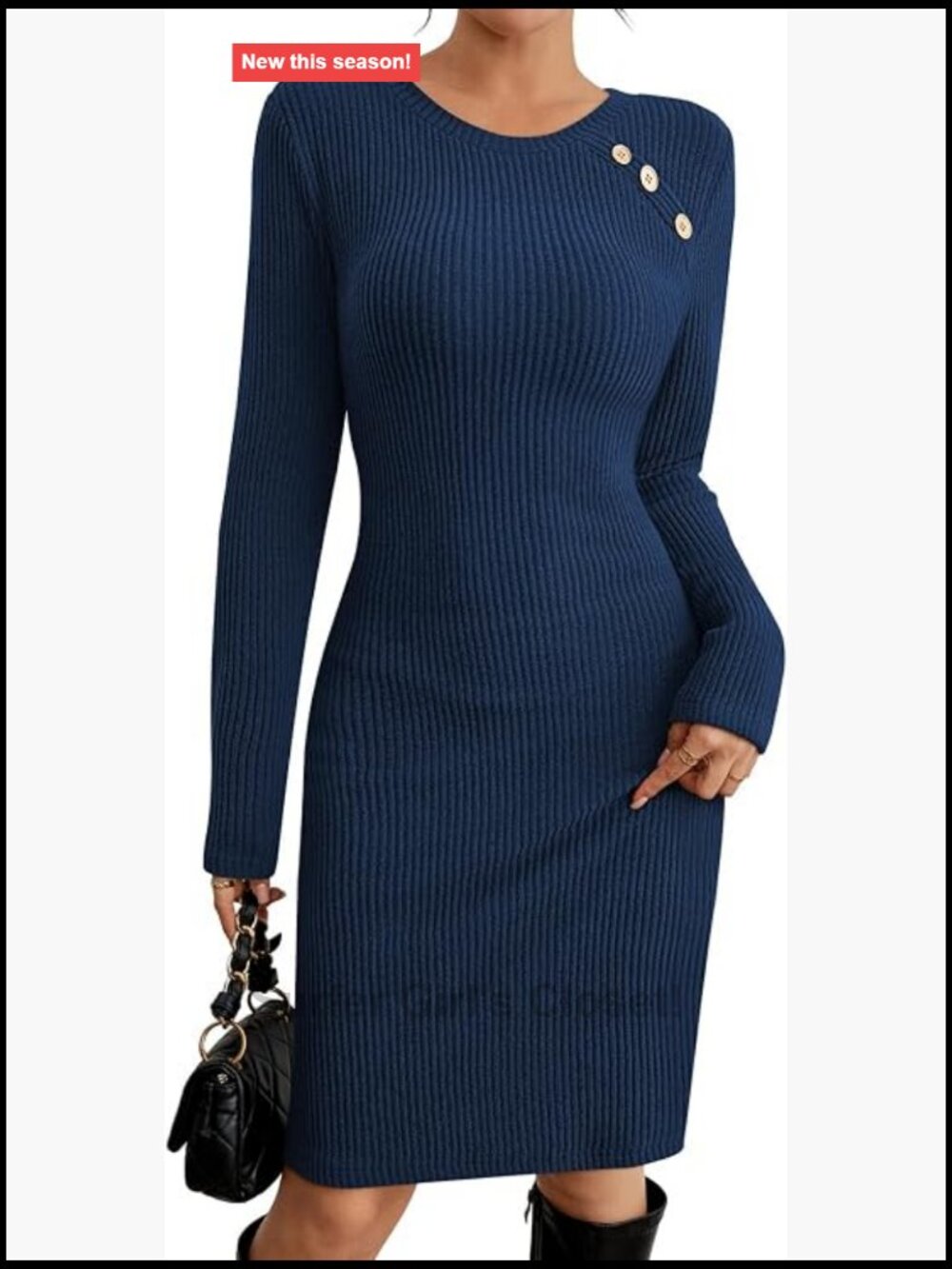 Long Sleeve Ribbed Knit Bodycon Mini Dress Crew Neck Stretchy Fitted